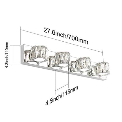 Aipsun 4 Lights Crystal Vanity Lights Over Mirror Modern Vanity Lights for Bathroom LED Light Fixtures,White Light - size: 4 light