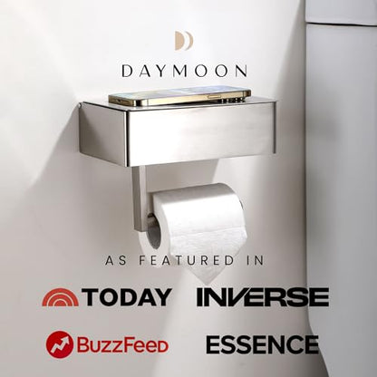 Day Moon™ - Toilet Paper Holder with Shelf - Modern Roll Holder for Bathroom - 1 Pack - Wall Mount - with Storage, Brushed Nickel - color: Brushed Nickel