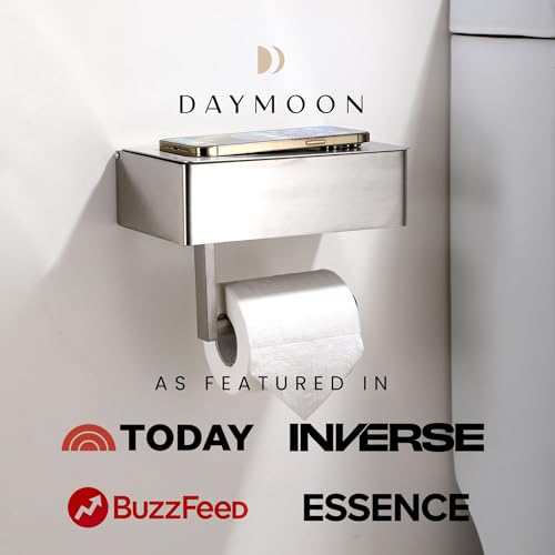 Day Moon™ - Toilet Paper Holder with Shelf - Modern Roll Holder for Bathroom - 1 Pack - Wall Mount - with Storage, Brushed Nickel - color: Brushed Nickel
