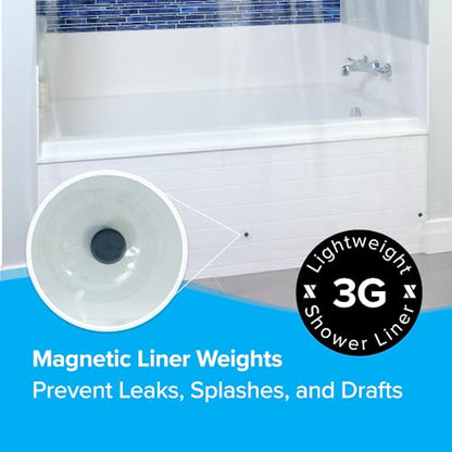 SlipX Solutions Protected Shower Curtain Liner, 3G Lightweight, 70"x72", Clear - color: Clear 3g