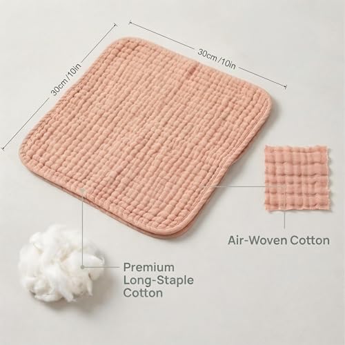 10 Pack Baby Washcloths - Soft Face Muslin Burp Cloths for Baby Towels, Absorbent Bath Wash Cloths, Wipes, Burp Rags - Toddlers Essentials Stuff, Baby Registry Search as Shower -11.8"x11.8" - color: Pink-10Pack-Binding