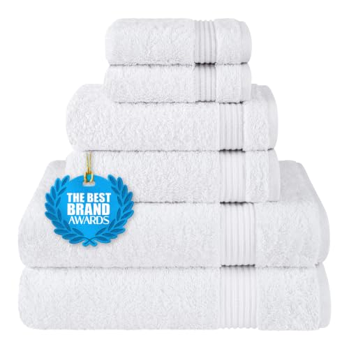Cotton Paradise 100% Cotton Turkish Towel Set, Soft Absorbent Quick Dry, 6 Piece Towel Set, Snow White - color: Snow White, size: (27"x54") +( 16"x28") + (13"x13")
