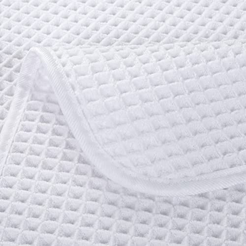 POLYTE 430 GSM Poly Blend Microfiber Quick Dry Waffle Hand Towel, 16x30 in | 4 Pack, Oversize, Lint Free, Quick Dry, Hanging Loop - color: White