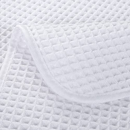 POLYTE 430 GSM Poly Blend Microfiber Quick Dry Waffle Hand Towel, 16x30 in | 4 Pack, Oversize, Lint Free, Quick Dry, Hanging Loop - color: White