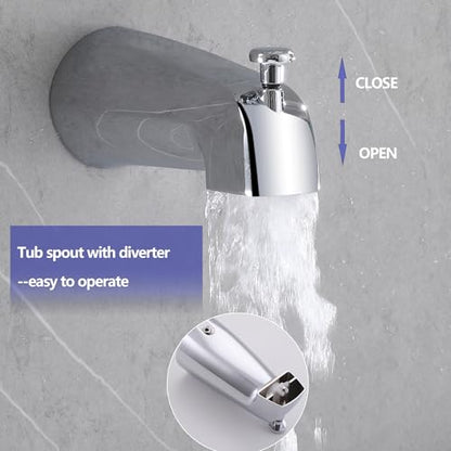 2 Handle Shower Faucet Set Tub Spout Chrome Shower Trim Kit Valve | 9 Modes Hand Shower, 7 Modes Shower Head, Dual Head Work independently /Work Together, Brass Valve, NPT 1/2" US Connection - color: Chrome, style: Style B