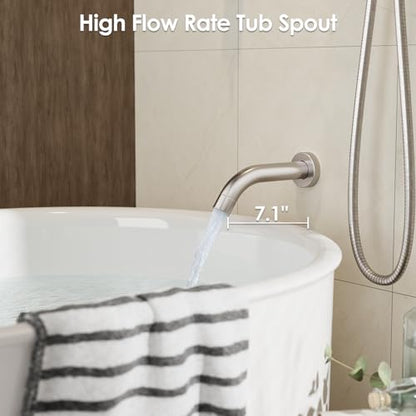 Gabrylly Shower System, 10" Bathtub Shower Faucets Set, Brushed Nickel | All Metal Rain Shower Head with Handheld Spray Combo and Tub Spout, Luxury Bathroom Rainfall Shower Head Set With Valve - color: Nickel