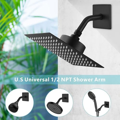 Shower Arm with 3.5" Flange, 6 Inch Wall Mount Replacement Shower Head Arm For Fixed Shower Heads and Handheld Showerhead, Matte Black - color: Matte Black, style: 6 Inch