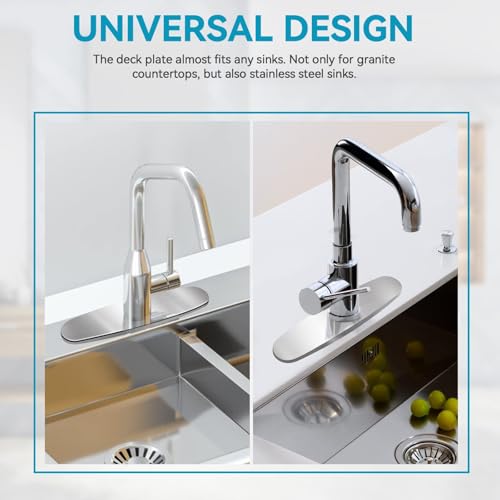 MAAYAYA 10" Kitchen Faucet Escutcheon, Deck Plate, 1 or 3 Hole, Grey | Golden 304 SS, Fits 8" Widespread 1 or 3 Hole Sinks, for Pull-down Kitchen Faucet, Cover Extra Holes, Foam Gasket Included - color: Gray