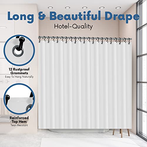 No Smell Shower Curtain Liner 72x72 White - PEVA Plastic Shower Curtain for Bathroom, PVC-Free Waterproof Shower Liner with Metal Grommets and Magnet-Weighted Bottom Hem - Washable Inner Liner - color: White