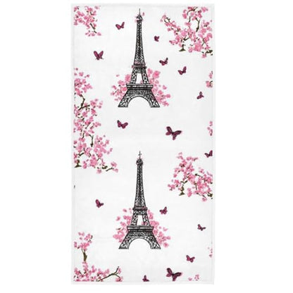 Naanle Stylish Romantic Paris Eiffel Tower with Butterfly Print Soft Guest Hand Towels for Bathroom, Hotel, Gym and Spa (16 x 30 Inches,White) - color: Eiffel Tower