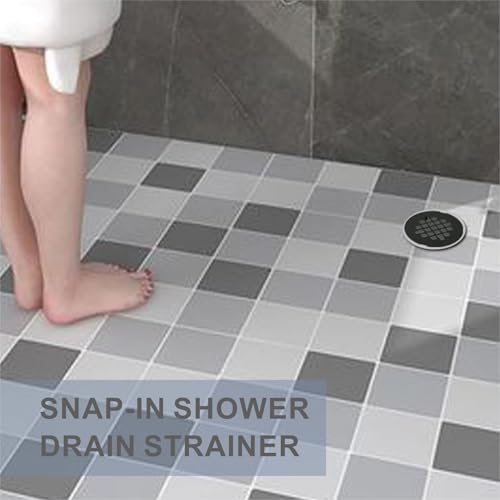 HIDROP Matte Black Snap-in Shower Floor Drain Cover, 4-1/4" OD Round Grid | Stainless Steel Drain Cover,Shower Drain Cover Replacement,Hair Catcher,Easy-to-Install,4.25 inch Round Shower Drain Strainer - color: Black