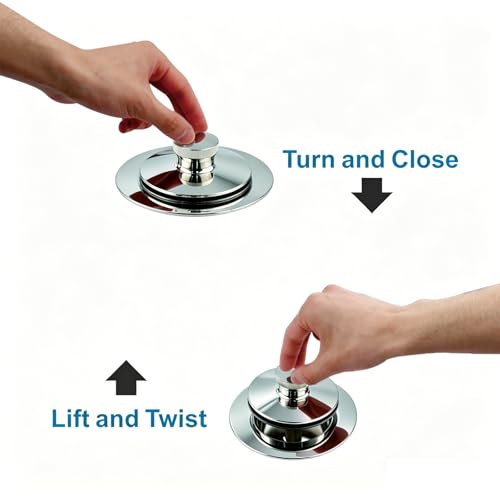 WELSAN Bath Tub Drain Kit, Lift & Turn Bathtub Drain Stopper, Chrome Plated | All Metal, Single Hole Overflow Faceplate, Fine/Coarse Thread Conversion Twist Trim Kit, For 1-3/8" and 1-1/2" Bathtub Drains - color: Chrome Plated