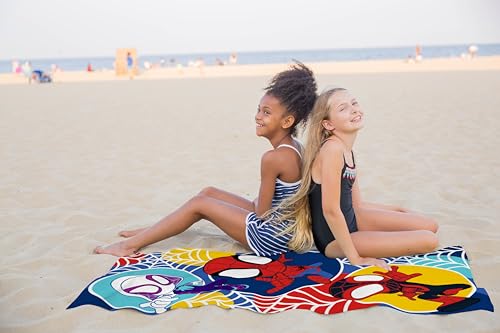 Jay Franco Marvel Spidey & His Amazing Friends Bath Pool Beach Towel - Kids Super Soft & Absorbent 100% Cotton Towel with Ghost Spider and Miles Morales, Measures 28 x 58 - color: Multi - Spidey & Friends