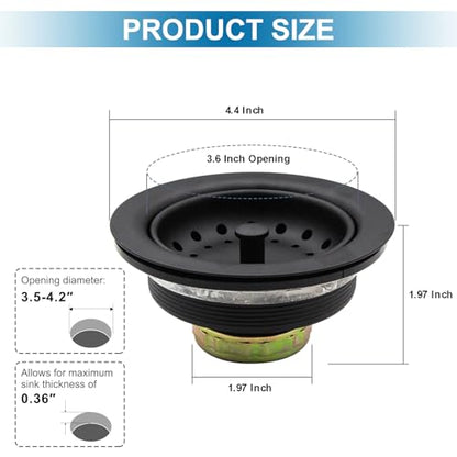 ZM Black Kitchen Sink Strainer Basket, Stainless Steel Drain Stopper - style: Standard-Black