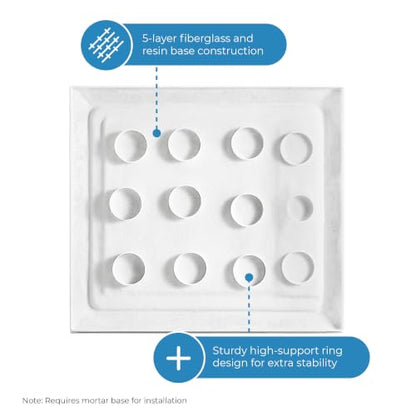 OVE Decors 32x36" Shower Base, White - size: 32 x 26, style: Side Drain