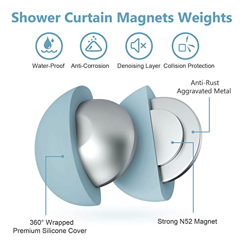 VANZAVANZU 3 Pairs Shower Curtain Weights, Silicone Wrapped Magnets, Heavy Duty Magnets Prevent Curtain Liner from Blowing, Rust-Free, Blue - color: Blue, size: 1.2"W x 1.2"L (Pack of 3)
