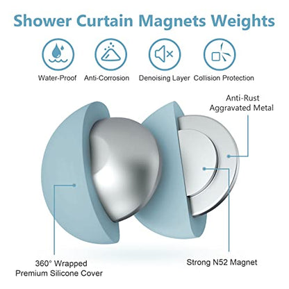 VANZAVANZU 10 Pairs Shower Curtain Weights, Silicone Wrapped Magnets, Heavy Duty Magnets Prevent Curtain Liner from Blowing, Rust-Free, Blue - color: Blue, size: 1.2"W x 1.2"L (Pack of 10)