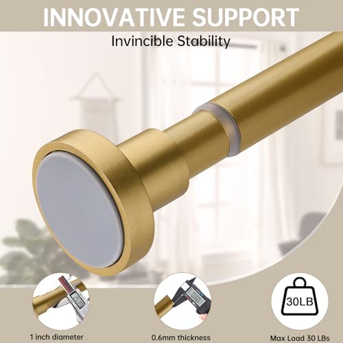 BRIOFOX Shower Curtain Rod Adjustable 18-64 Inch, Stainless Steel Spring Tension Shower Rod No Drilling Non Slip, Sunset Gold - color: Sunset Gold, size: 18-64 Inch