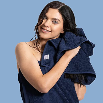Chakir Turkish Linens Personalized 3 Piece Towel Set, 100% Cotton Luxury Turkish Towels for Bathroom, Soft Absorbent Towel Set with Bath Towel Hand Towel and Washcloth, Navy - color: Navy