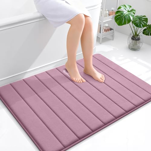 OLANLY Memory Foam Bath Mat 40x32, Super Soft Absorbent Bathroom Rugs, Quick Dry, Machine Washable Shower Floor Rugs, Bathmat Carpet, Bathroom Home Decor Accessories, Deep Plum - color: Deep Plum, size: 40" X 32"