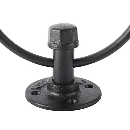 Industrial Towel Ring, Farmhouse Pipe Hand Towel Holder, Matte Black Wall Mounted Bathroom Hardware, Rustic Towel Ring for Bathroom (1)