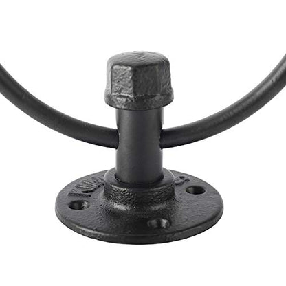 Industrial Towel Ring, Farmhouse Pipe Hand Towel Holder, Matte Black Wall Mounted Bathroom Hardware, Rustic Towel Ring for Bathroom (1)