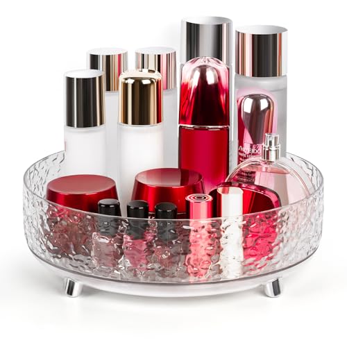 CECOLIC 360° Rotating Makeup Organizer, 11'' Lazy Susan Perfume Organizer Tray, Spinning Skincare Cosmetics Storage Organizer for Vanity, Dresser and Bathroom Countertop (Clear) - color: Clear