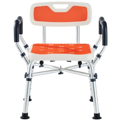 Shower Chair for Inside Shower, Padded Shower Seat Chair with Arms and Back, 6-Level Adjustable Shower Stool Chair for Elderly and Disabled, 550 LB Heavy Duty Handicap Shower Bath Chair | Shower Seat for Inside Tub 6-Height Adjustable,Shower Chair with Ar