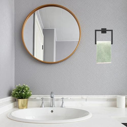 Black Hand Towel Holder, Stainless Steel Matte Black Towel Ring, 6.3 Inch Square Bathroom Hand Holder, Space Saving for Wall
