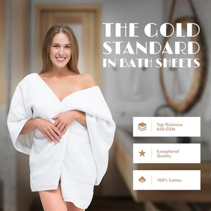 Bath Sheet Towels - 650 GSM Cotton Luxury Bath Towels Extra Large 35x70 | Highly Absorbent and Quick Dry | Hotel Quality Extra Large Bath Towels Oversized, White, 2 Pack - color: White, size: Bath Sheets, 2 Pack