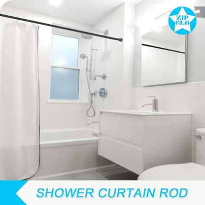 Shower Tension Curtain Rod Black 45 to 77 Inch Spring Tension Curtain Rod | Shower Rod Non Slip Shower Curtain Rod No Drilling 1pcs for Windows Adjustable Tension Rods of Curtain Window Closet Kitchen - color: Black, size: 45-77 inch 1pcs