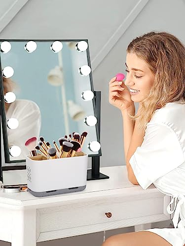 GFWARE Toothbrush Holders for Bathrooms - Bamboo Divider Toothbrush and Toothpaste Holder with Drainage, Kids Electric Toothbrush Organizer for Bathroom Countertop, White Tooth Brush Holder | 5 Slots Toothbrush and Toothpaste Holder with Bamboo Divider, K