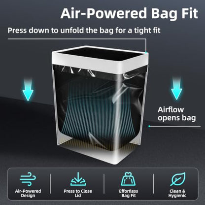4.5 Gallon Slim Bathroom Touchless Trash Can, Automatic Smart Trash Can with Air-Press Bag Expander, Sensor Lid Waste Bin for Bedroom, Office & RV, White - size: 4.5 Gallon-P