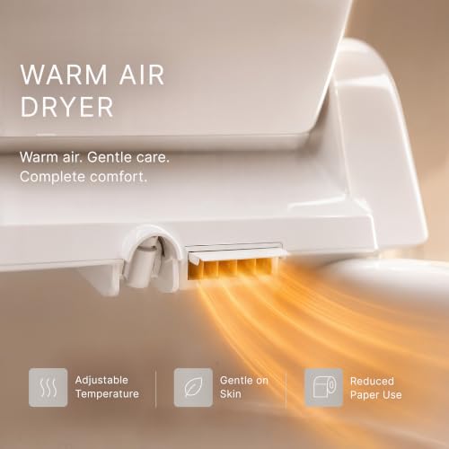 SmartBidet® SB-2000 Smart Bidet Electric Bidet Toilet Seat with Heated Seat, Warm Water, Air Dryer – Side Control Panel, Round - size: Round