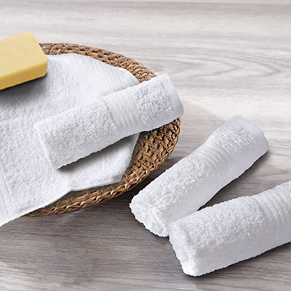 Ultra Soft Cotton Washcloths, Contains 24 Piece Face Cloths 12x12 inch, Ideal for Everyday use Face Towels, Compact & Lightweight Multi Purpose Washcloths - White - color: White, size: 24 Pack Washcloths