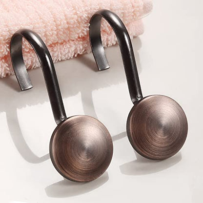 Bronze Shower Curtain Hooks, Rustproof Shower Hooks for Shower Curtain Bathroom, ZESLMG Oil Rubbed Decorative Shower Rings for Shower Curtain Rod Hangers, Thread Shape Design Set of 12