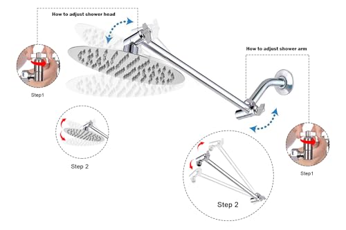 NearMoon Adjustable Shower Arm Universal Connection, Extension Arm, Adjust Angle to Upgrade Shower Experience, Easy to Install, Anti-leak (11 Inch, Chrome Finish) - color: Chrome Finish, style: 11 Inch Adjustale