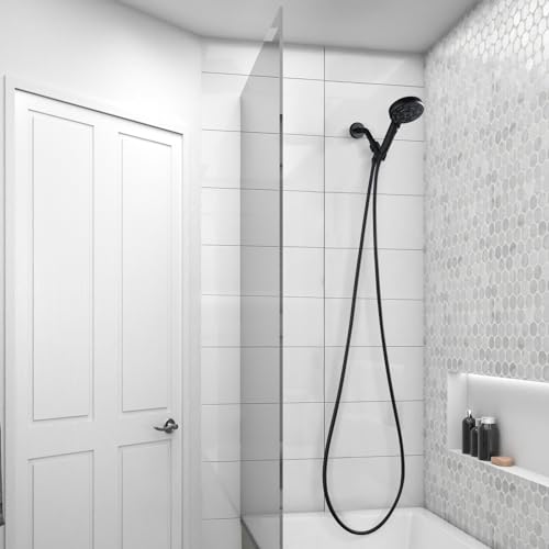 Aleasha Extra Long PVC Shower Hose Replacement for Bathing, Toilet Cleaning, Dogs - Matte Black 140 Inch Long Hose - color: Black, size: 140inch