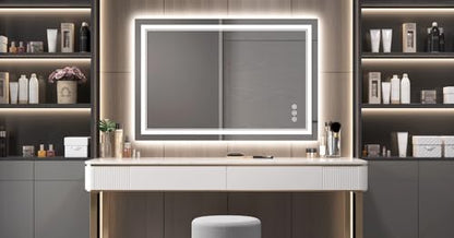 Led Bathroom Mirror, 40x24 Inch, Front & Backlit, Anti-Fog, Wall Mounted, 10W, 192 LED Beads, Silver - size: 40"L x 24"W