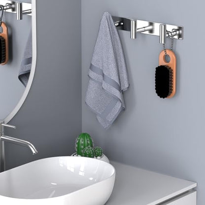 HUFEEOH 2 Pack Coat Hooks Wall Mount, Silver T Shaped 3 Hooks Wall Hooks Stainless Steel Coat Hanger, Heavy Duty Towel Hooks Purse Rack for Hanging - color: Silver, size: 2 Pack "T" shape 3 hooks