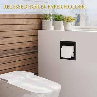 Neodrain Matte Black Recessed in Wall Toilet Paper Holder | 304 Stainless Steel ,Rustproof,Durable construction, Space-saving, Built-in Wall toilet paper Holder for Bathroom & RV - color: Matte Black, size: 6X6In