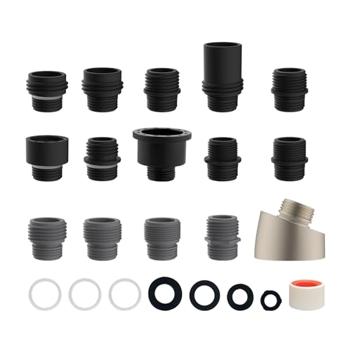 Hibbent 15 Pieces Pull Down Kitchen Faucet Head Adapter Kits with Curved Adapter, Multiple Sink Spray Head Adapters Compatible with Moen, American Standard, Delta, Kohler Faucets