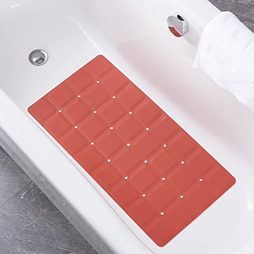 Webos Foldable Non Slip Silicon Bath Mat Bathtub mat Shower mats no Suction Cups for Textured Tub and Reglazed Tub(Foldable-Red, 28-inch x 14-inch) - color: Foldable-red