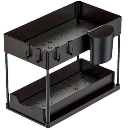 Under Sink Organizer, 2 Tier Under Sink Organizers and Storage, Slide Out Pull Out Cabinet Organizer Shelf, Sliding Drawer for Kitchen Bathroom Pantry Cabinet Closet Organization Rack.
