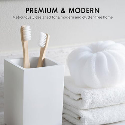 Yew Design Matte White Bathroom Toothbrush Holder Cup - Square - color: Square Matte White