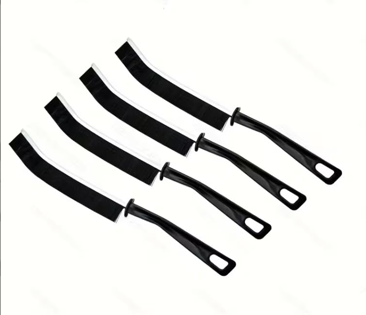 4PCS Stiff Bristle Cleaning Brush with Angled Head and Handle, Manual Dust Removal Tool for Kitchen, Bathroom and Windows, Black - color: Black
