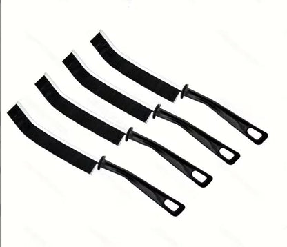 4PCS Stiff Bristle Cleaning Brush with Angled Head and Handle, Manual Dust Removal Tool for Kitchen, Bathroom and Windows, Black - color: Black