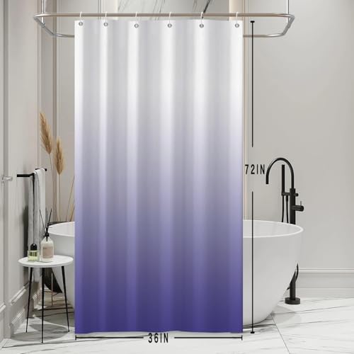 Ombre Purple Stall RV Shower Curtain with Hooks 36x72inches | Machine Washable Waterproof, Modern Solid Boho Gradient, Bathroom Dorm Hotel Room Divider, Easy to Install, Window Curtain - color: Purple, size: 36"W x 72"L (Pack of 1)
