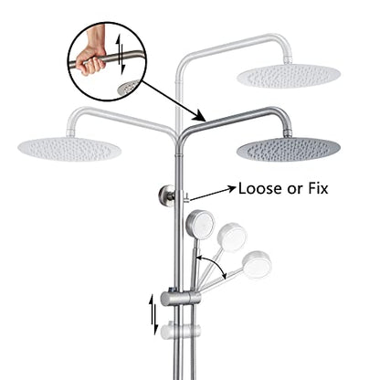 Shower Faucet -Shower System，Shower Faucets Sets Complete - Outdoor Shower Kit/Outdoor Shower Enclosure/Outdoor Shower Fixtures W/ SS304 Shower Head with Handheld High Pressure, Brushed Nickel - color: Brushed Nickel-2F