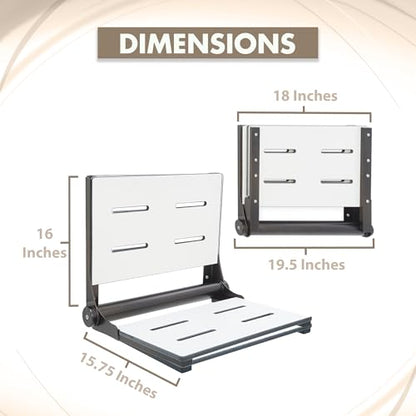 Folding Shower Seat - Wall Mount Bench for Inside Shower / ADA Bathroom Assist / 304 Stainless Steel / Phenolic Resin / Oil Rubbed Bronze / 18" x 16" - color: Oil Rubbed Bronze, size: 18 x 16